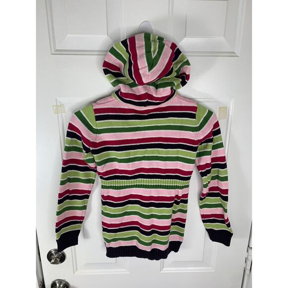 Gymboree Striped Hooded Cardigan Sweater Girls Size M (7–8) - Picture 2 of 5